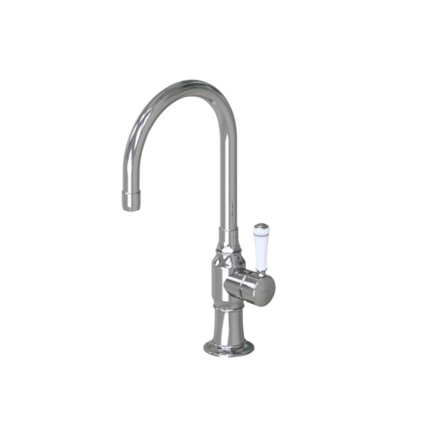 7" Swivel Deck Mount Single Hole Bar Faucet Spout with Right White Ceramic Contemporary Lever