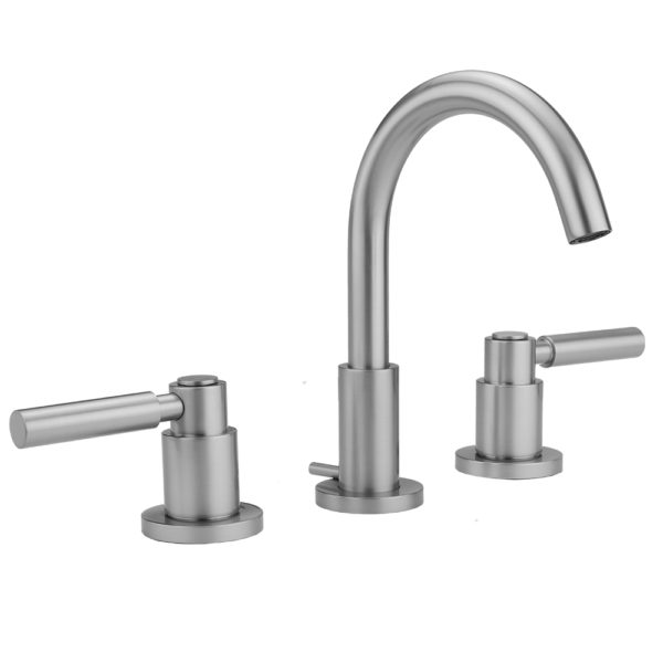 Uptown Contempo Faucet with Round Escutcheons & High Lever Handles & Fully Polished & Plated Pop-Up Drain